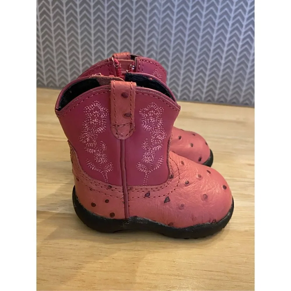 ✅Roper pink leather western boots for baby Sz 2